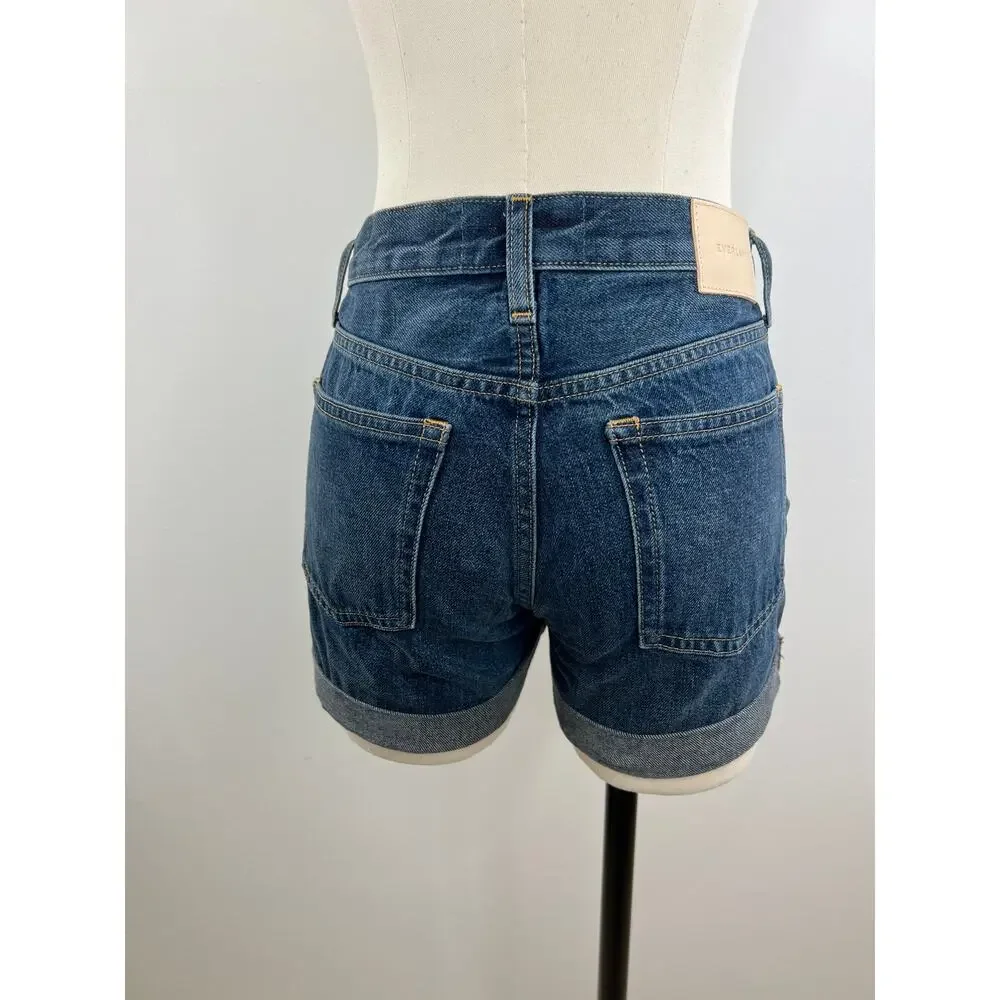 Everlane Blue Organic Cotton Rolled Cuff The Denim Short Size 25